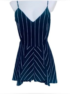 Purple Snow Black w/White Pinstripes V Neck High Low Layered Romper XL